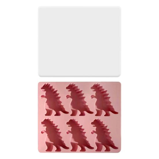 Dinosaur Ice Cube Mold Easy Fill Release 6 Cavity Gojira Ice Tray Freezer Safe Ice Maker for Summer Drinks Cocktail Party