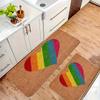 1PC Rainbow Hearts Motif  Kitchen Rug Non-Slip Door Mat Pop design Bathroom Rug Bath Mat Carpet for Home Sink Laundry Decor