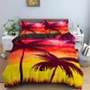 Tropical Coconut Palm Tree Duvet Cover King Queen Size Hawaii Sunset Bedding Set 3pcs Polyester Quilt Cover