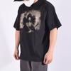 High quality VINTAGE TEE portrait pattern printed American casual summer washed retro loose sleeved street heavyduty Tshirt