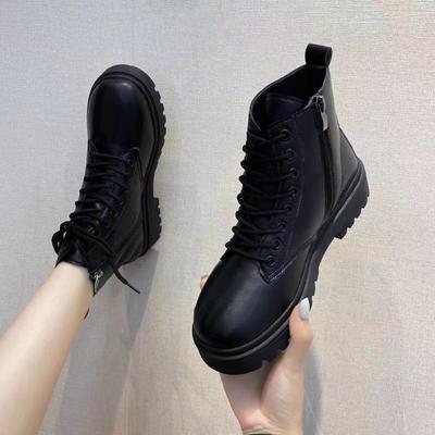 2023 Herbst Damen Schwarze Martin Plateaustiefel - Kurz & Stylisch mit Dicken Sohlen
