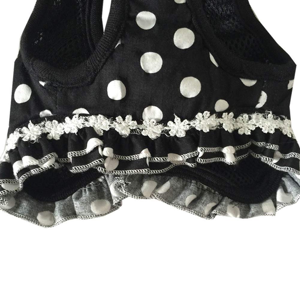 TARATI Pet Dog and Cat Harness with Polka Dot Adjustable 120cm Buffer Black Lead Set for Small Extra Small Small and Perfect for and M Pattern, Rope,