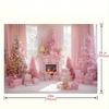 One 2D flat pink Christmas polyester background cloth with a Christmas pink tree ball background suitable for daily decoration