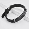 Silicone Strap Sport Wristband Stainless Steel Couple Bangle Men's Bracelet  Jewelry Accessories