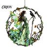 Decorative Hanging Ornaments Stained Glass Style Skeleton Fairy Window Suncatcher, Acrylic Ornament with Butterfly Wings Sun Catcher for Living