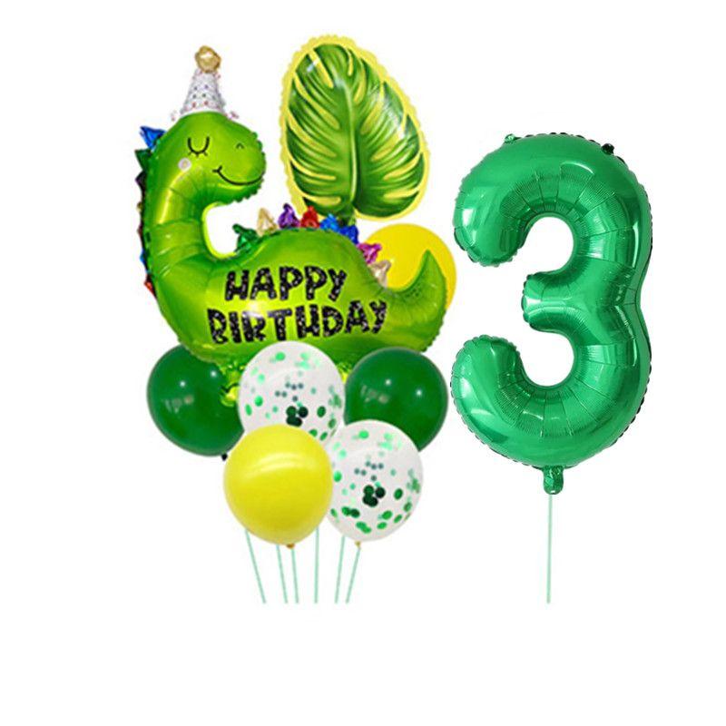 Cartoon Dinosaur Digital Balloons Set - Children's Birthday Party Balloon Set with Dinosaur-themed Aluminum Film Balloons Set