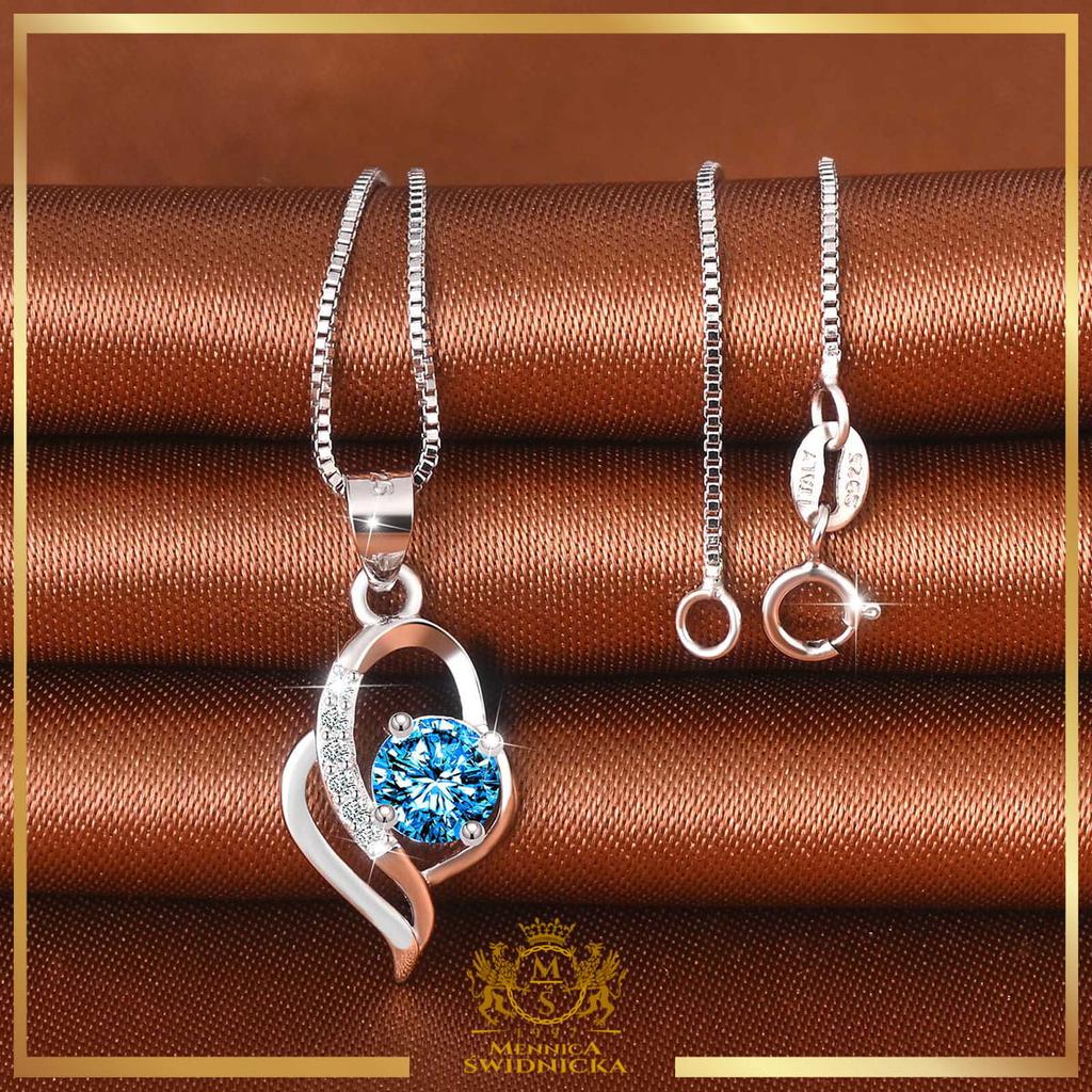 Srebrny damski naszyjnik - aquamarine infinity - prezent dla mamy żony córki srebro 925