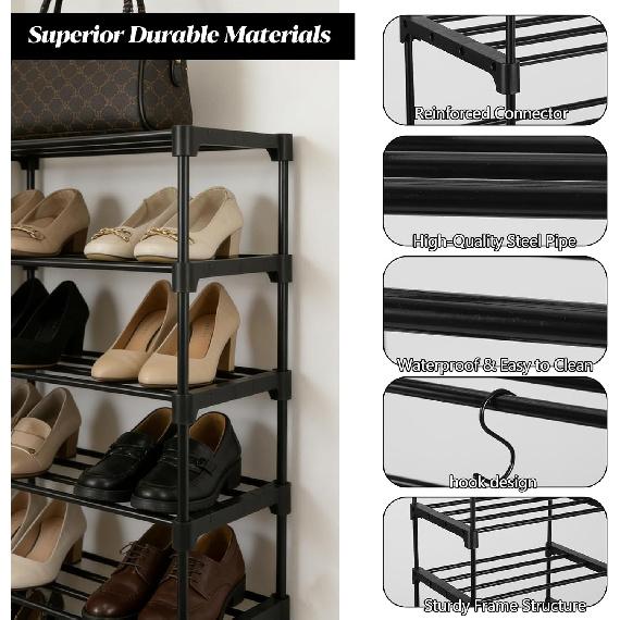 Extra Large Shoe Rack – 4 Columns × 10 Tiers, Holds Up to 72–80 Pairs – Heavy-Duty Stackable Metal Shoe Organizer for Entryway, Closet, Garage