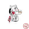 925 Copper Cute Animal Series Cat Dog Elephant Unicorn Bird Pendant Lucky Beads Fit Original Pantaro Charms Bracelet DIY Zircon