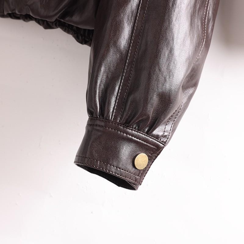 Womens Soft Lamb Leather POLO Collar Jacket Casual Outerwear Slim Fit Lightweight Coat
