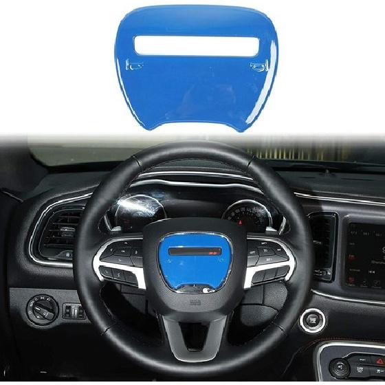 

Steering Wheel Center Decor Cover Trim for 2015-22 Dodge Challenger Charger Blue