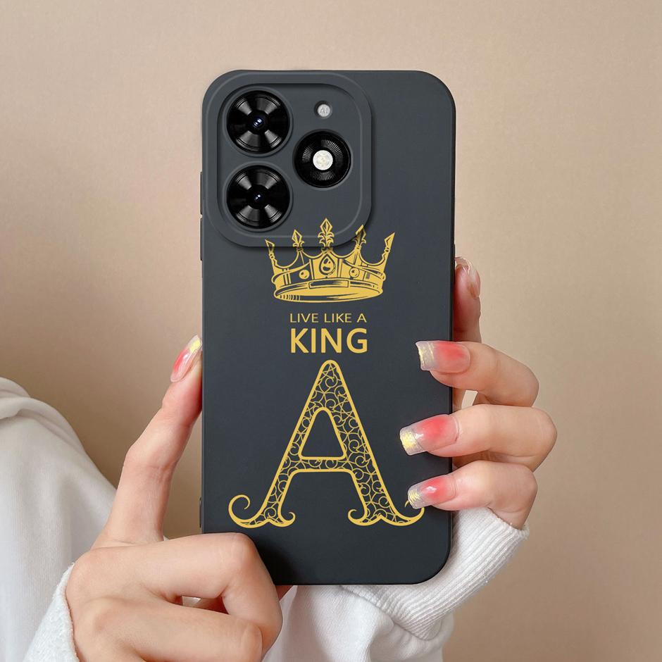 Case For Tecno Spark Go 2024 Advanced Sense Luxury Crown Letter Back Cover For Tecno Spark Go2024 Pattern Liquid Silicone Shell
