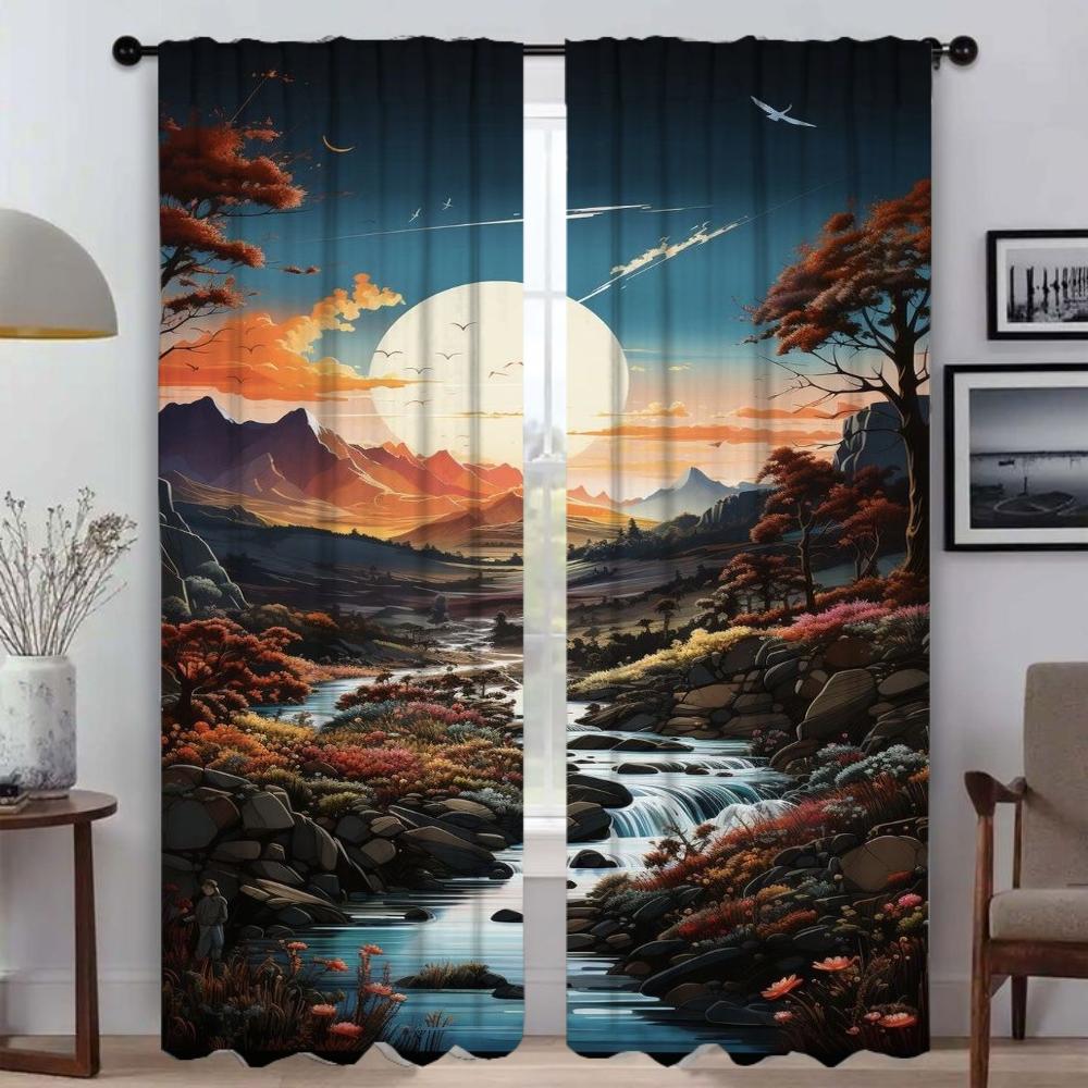 Curtains for Living Room Curtain for Room 2 Panel Japan Style Shades Halloween Decoration Partition Home Interior Curtains Child