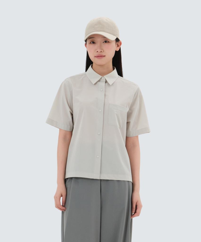 SNOWPEAK APPAREL Airdots Women'S Pocket Short Sleeve Shirt (S25Mwtsh35) Light Beige