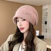 New hat women's winter knitted face small autumn and winter rabbit fur warm and thickened piled wool hat