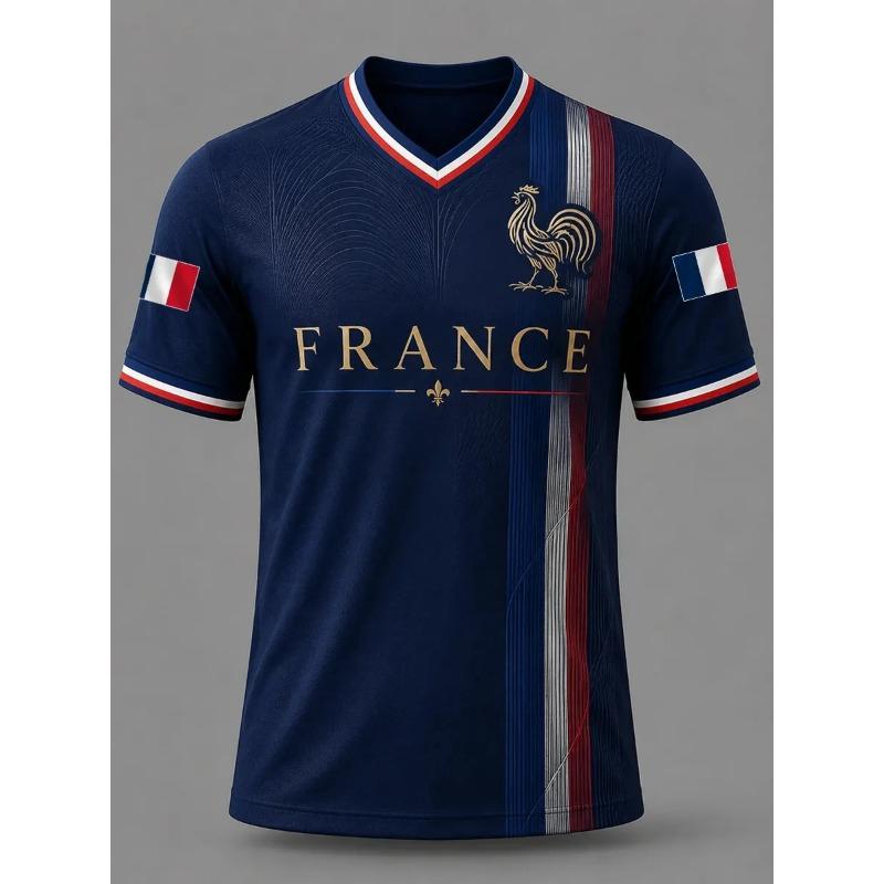 France Style T-Shirt Men Women 3D Print Textured Graphic Top Short Sleeve Casual Streetwear Breathable Quick Dry Summer Wear
