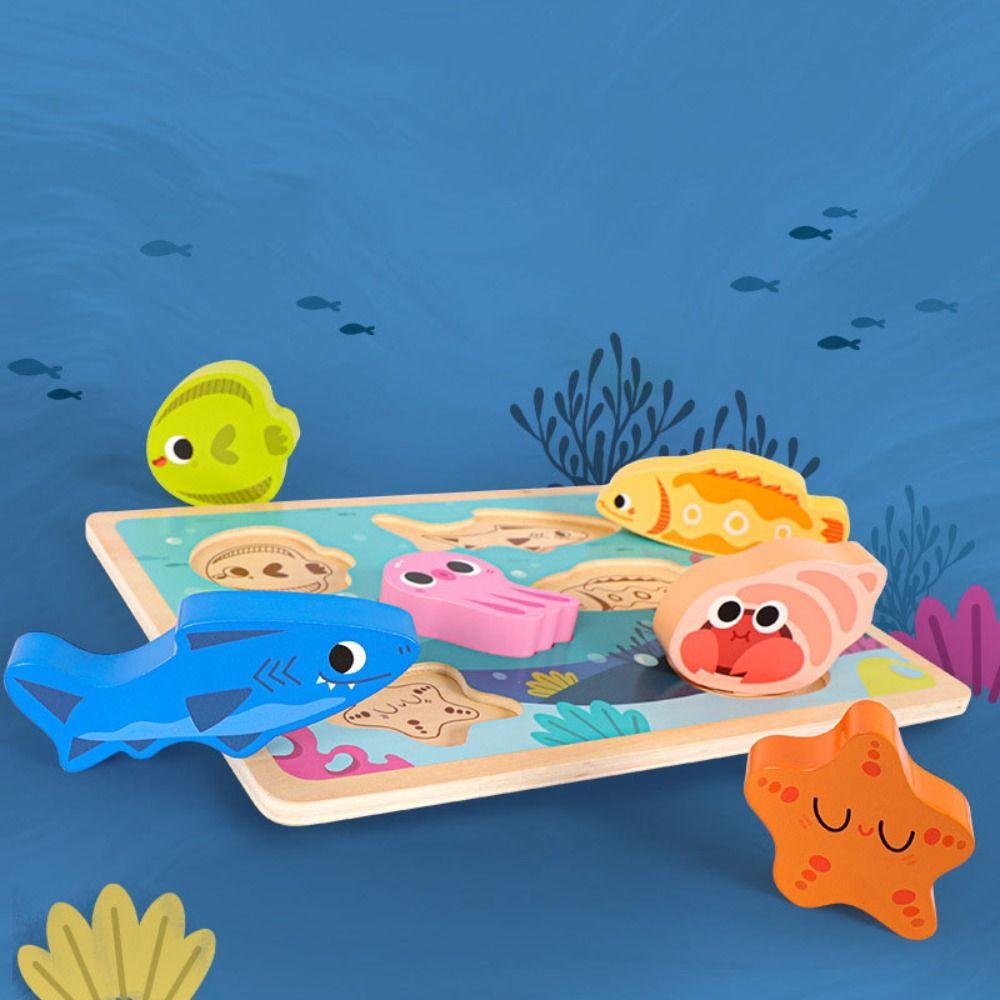 Puzzle Board Wooden Toys 3D Puzzles Pattern Cognitive Animal Jigsaw Toys  Kindergarten Kids