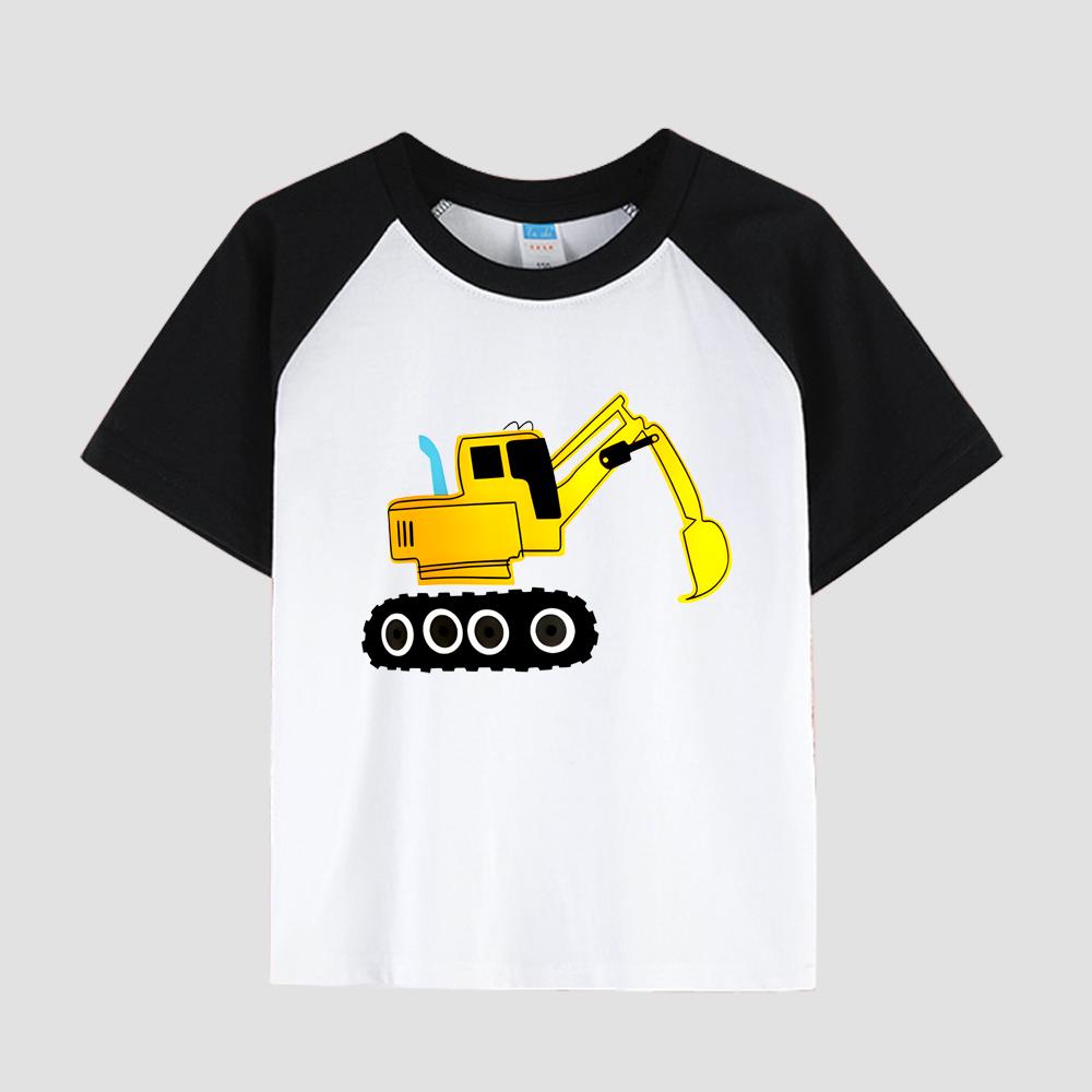 

Детская футболка с принтом и заниженной линией плеч, хлопковая ткань, повседневный модный топ с коротким рукавом для мальчиков на лето 150cm