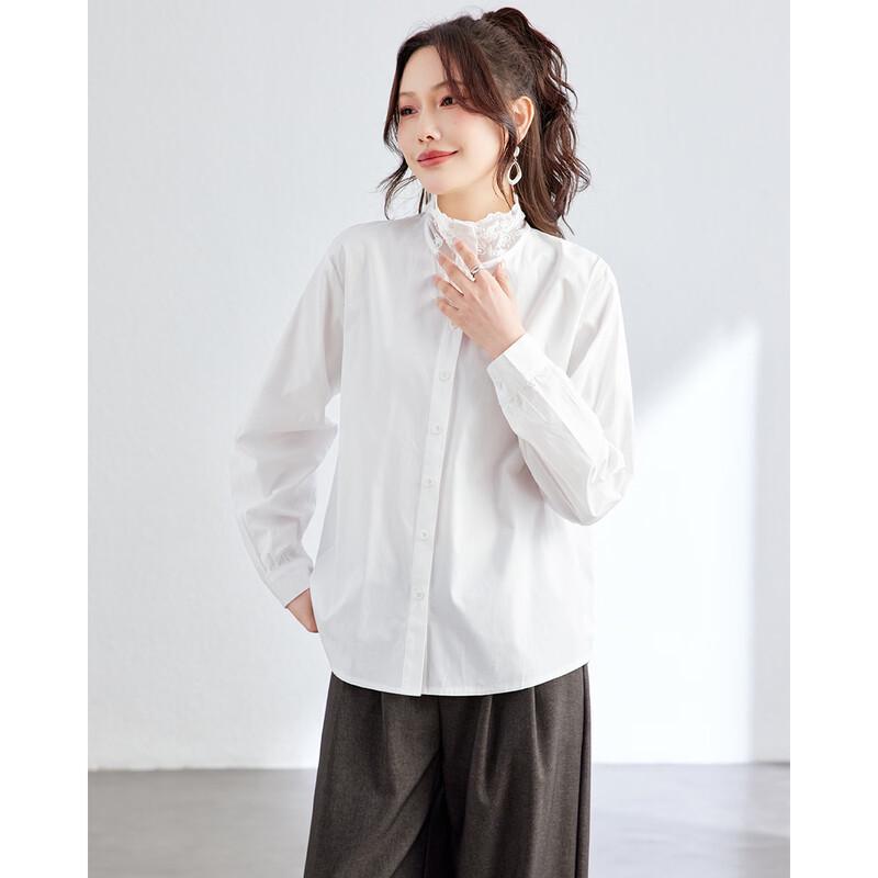 TERRE BLEUE Women s Loose Fit Lace Edge Long Sleeve Shirt XL