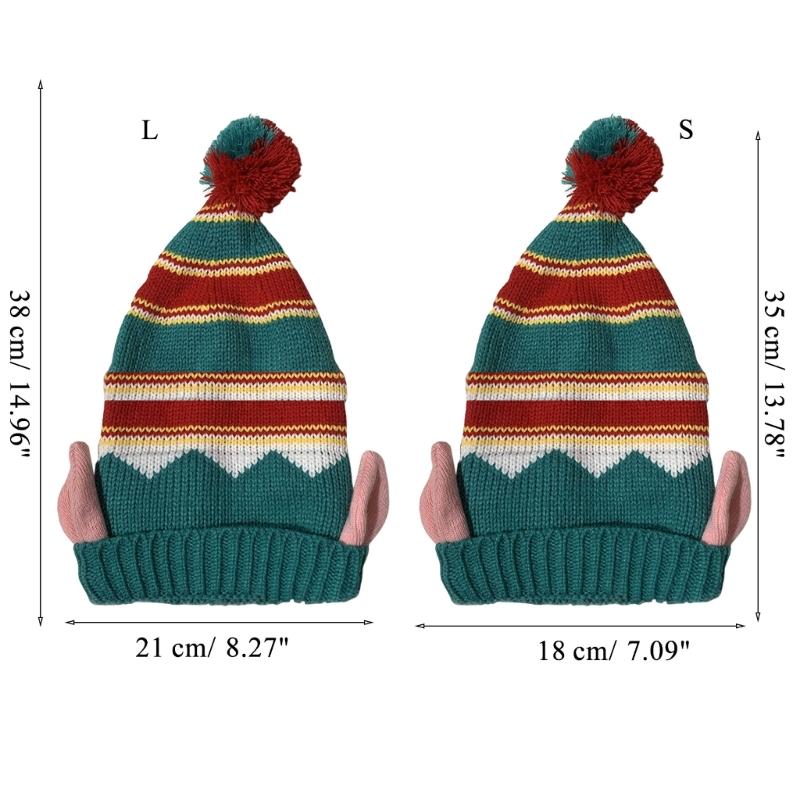 Knit Christmas Hat Christmas Beanie Hat PomPoms Hat Knitted Beanie Hat Warm Skull Hat Christmas Party Hat Adult/Kid