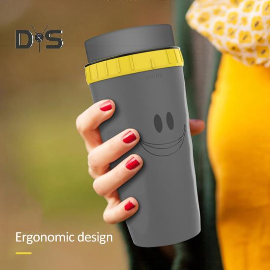 Přenosný cestovní hrnek Twizz Cup nepropustný se slámou Dvouvrstvý izolovaný silikonový Twist design šálky na horké/studené pití pro děti, studenty