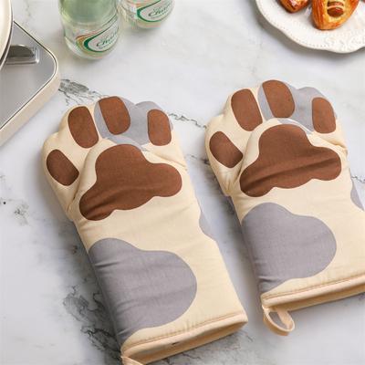 Gloves Cotton Long Cute Cat Paws Insulation Cartoon Animal For Barbecue Cooking Baking Baking Supplies Oven Glove Microwave
