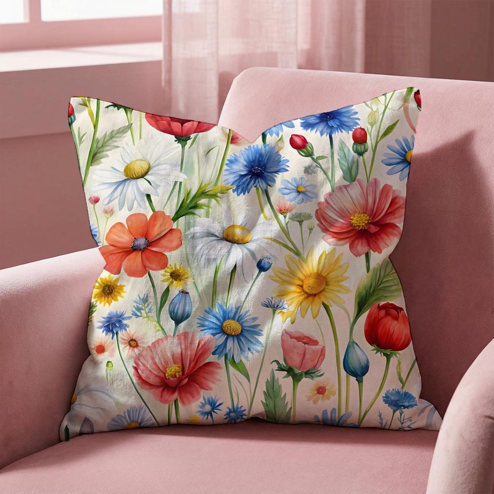 Flowers and Plants Cushion Cover MultiScene Pillow Cover for Home Car Reversible Soft Durable for Daily Use