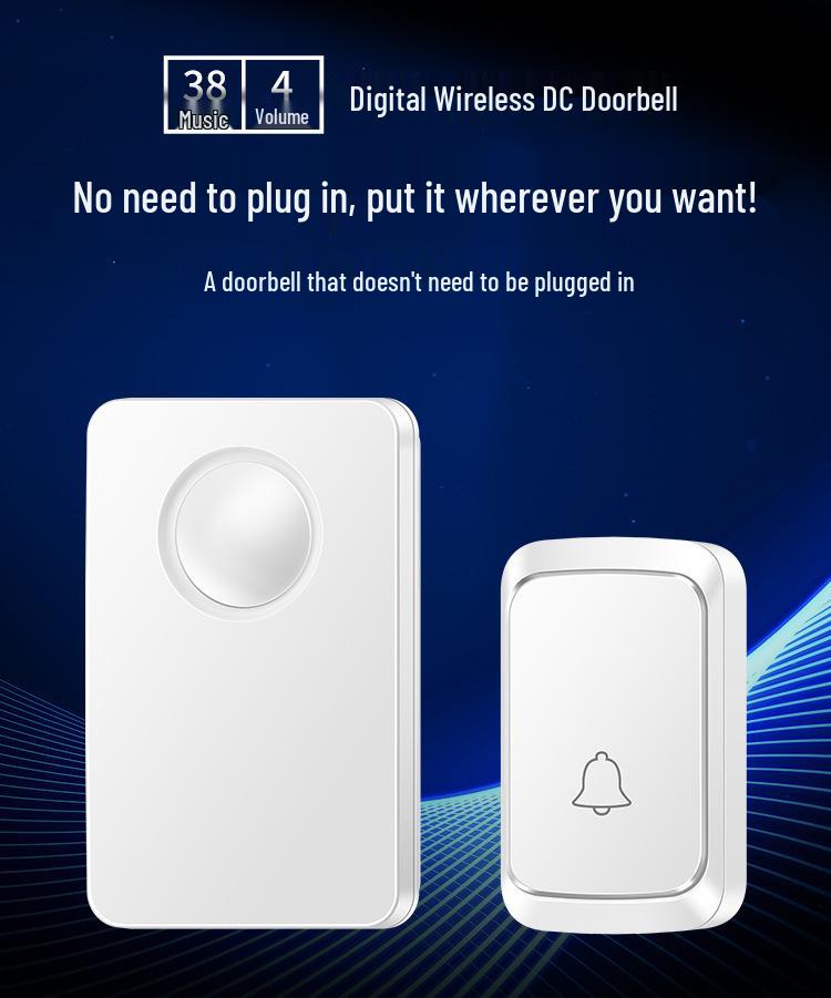 Wireless Long-Range Doorbell with Smart Remote Control, Battery-Powered, Waterproof, One-to-Two Call Button