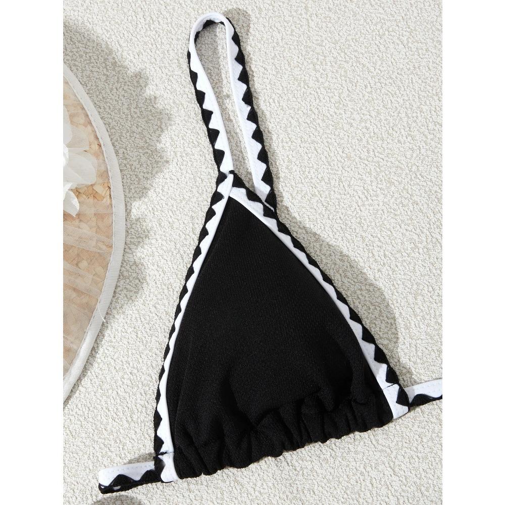 Womens Summer Beachwea Sexy Color Block Bikini Sets Halter Floral Shell Stitch 2 Piece Swimsuits