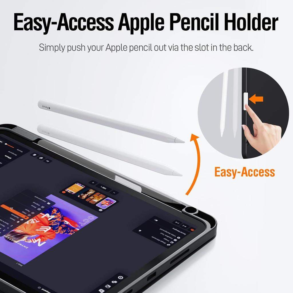 Pencil Case for iPad Air Pro 10.9 11 12.9 13 M2 M3 M4 M5 8th 9th 10th 11th Generation, Magnetic Flip Smart Cover