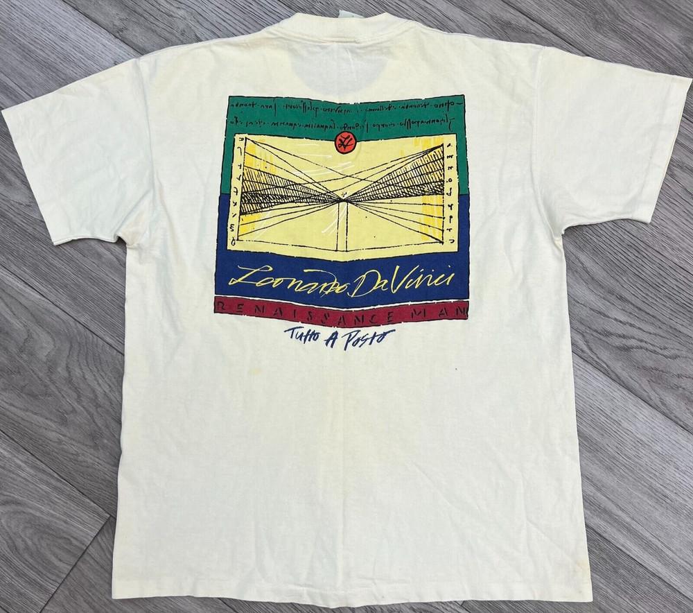 Vintage Leonardo Da Vinci Renaissance Man Tutto A Posto T-Shirt Made in USA Sz L Unisex T-Shirt