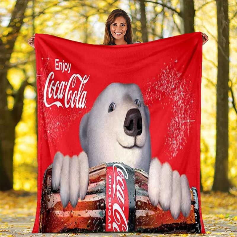 Christmas Gift Halloween Themed Cola Beverage Coca Cola Blanket Soft Home Furnishing Nap Decoration Four Seasons Warm Sherpa Blanket U18