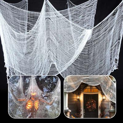 D5 Horror Halloween Party Decoration Haunted Houses Doorway Outdoors Decorations White Creepy Cloth Scary Gauze Gothic Props