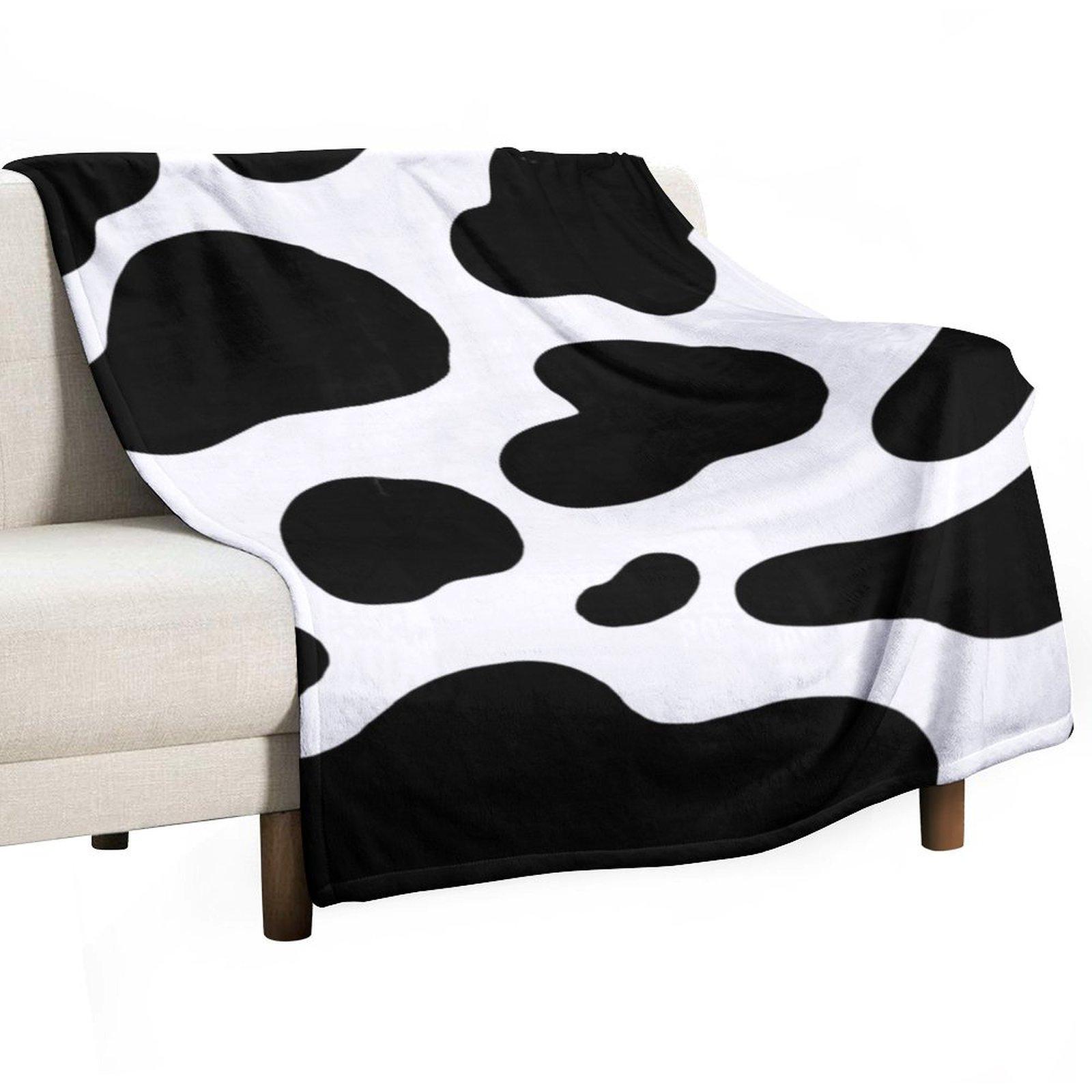 

Cow Print Black and White Throw Blanket Cute For Decorative Sofa Thermal Thermals For Travel Blankets 30x40in