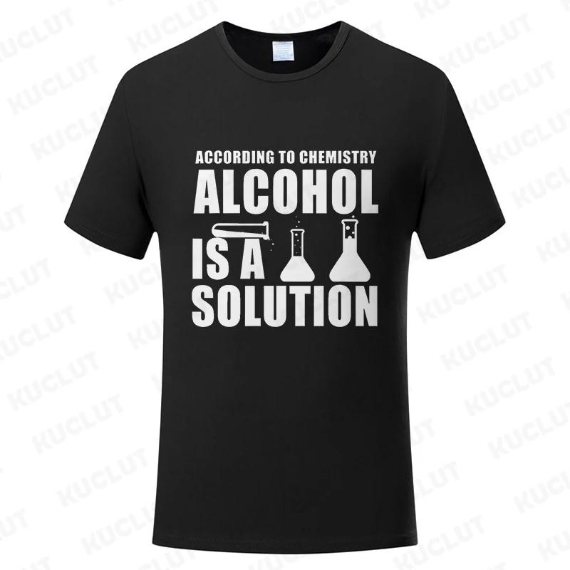 Funny Chemistry Nerd Science Alcohol Solution Male T-Shirt Tees for Men Casual T Shirts Fashion Summer Tshirts Top Teacher Gifts