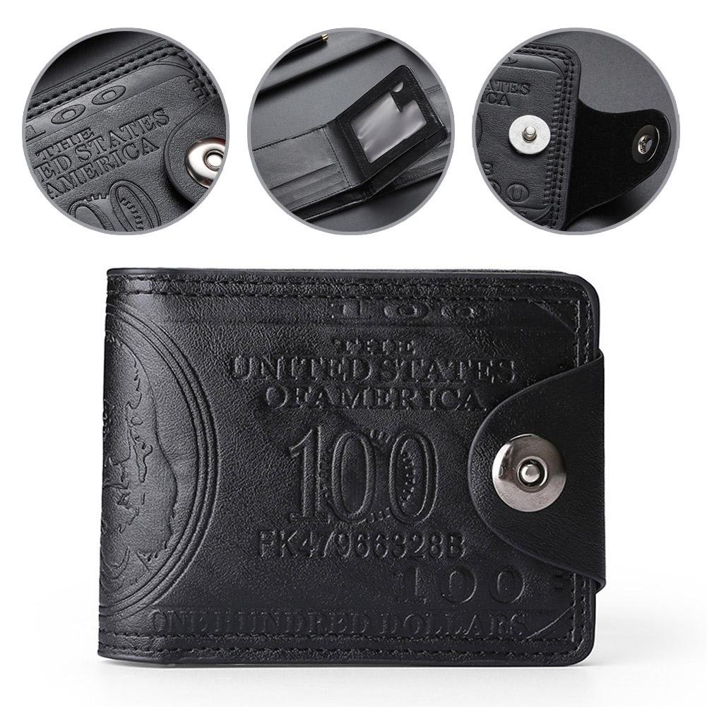 US Dollar Pattern Men's Wallet - Retro Multi-Card PU Wallet Compact Portable Design Multiple Slots for Cards Men's Wallet