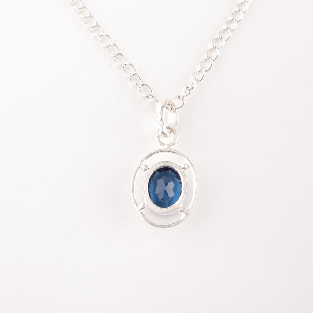 Natural London Blue Topaz Gemstone 925 Sterling Silver Jewelry Handmade Pendant PP-6-7