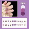24Pcs Frosted Smoky Black Ripple Fake Nails Full Coverage Removable Press On Nails Finished Nail Stickers