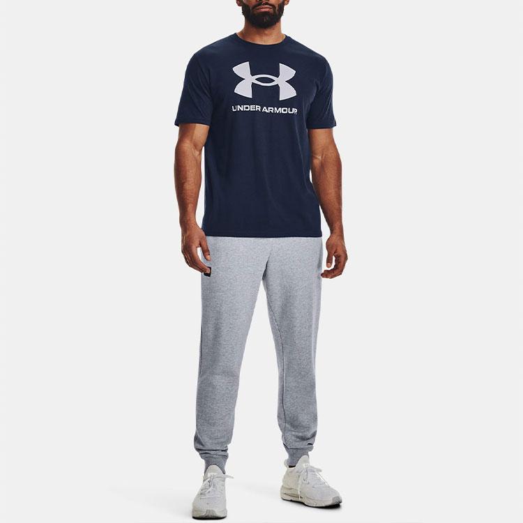 Under Armour Letter Big Logo Casual Sports T-Shirt Men Tops Dark-Blue 1370862-408