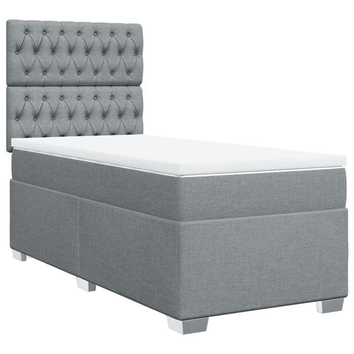 Maison Exclusive - Slatted Bed Base with Mattress Light Grey 90x200 Cm Fabric