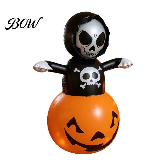 Wind Resistant Inflatable Grim Reaper Halloween Decoration, Large Spooky Blow Up Rebound Figure with Pumpkin for Yard, Lawn, Porch, Haunted