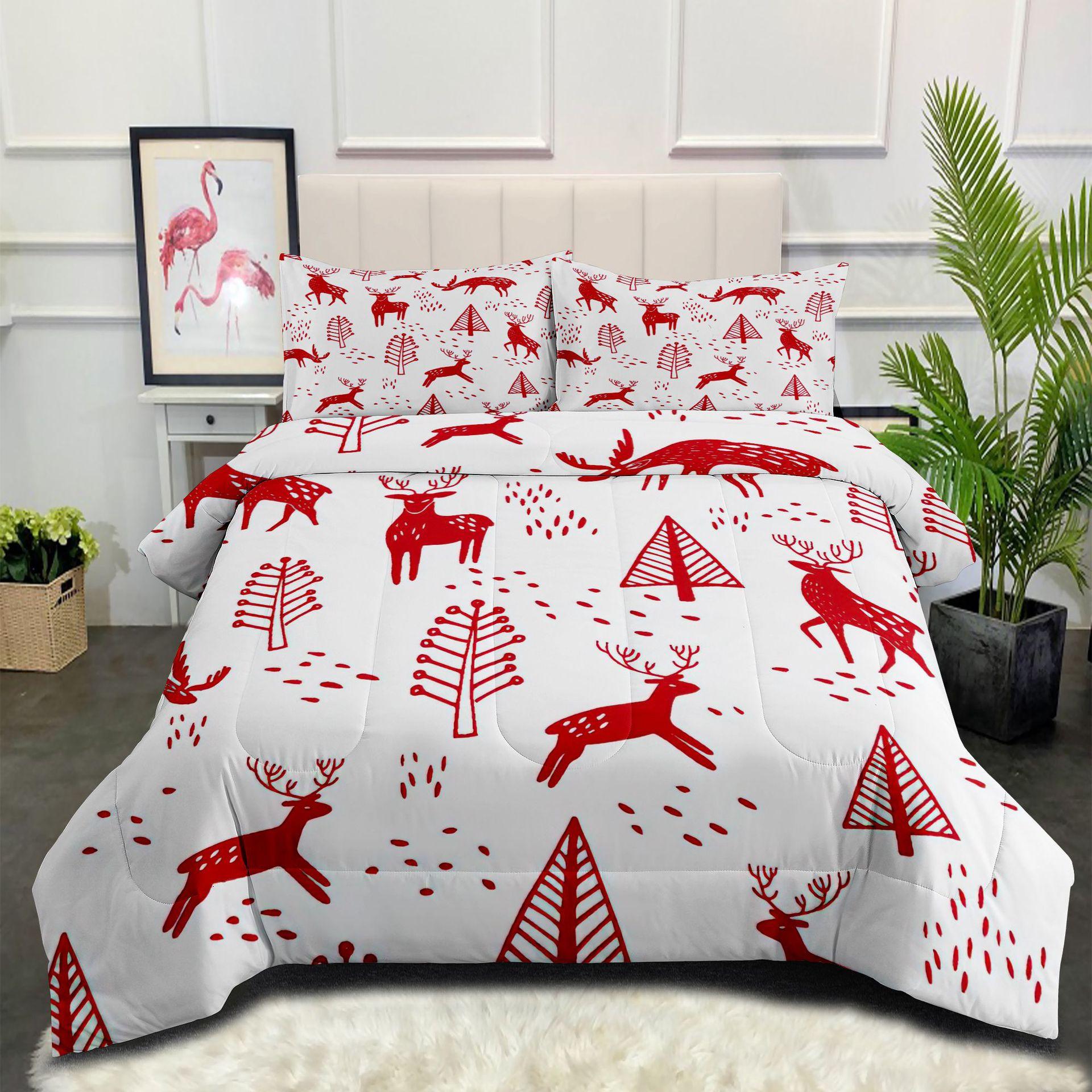 

Christmas Three-piece Bedding Set - Printed Cartoon Design, Thickened Autumn/winter Duvet Cover 140*200cm