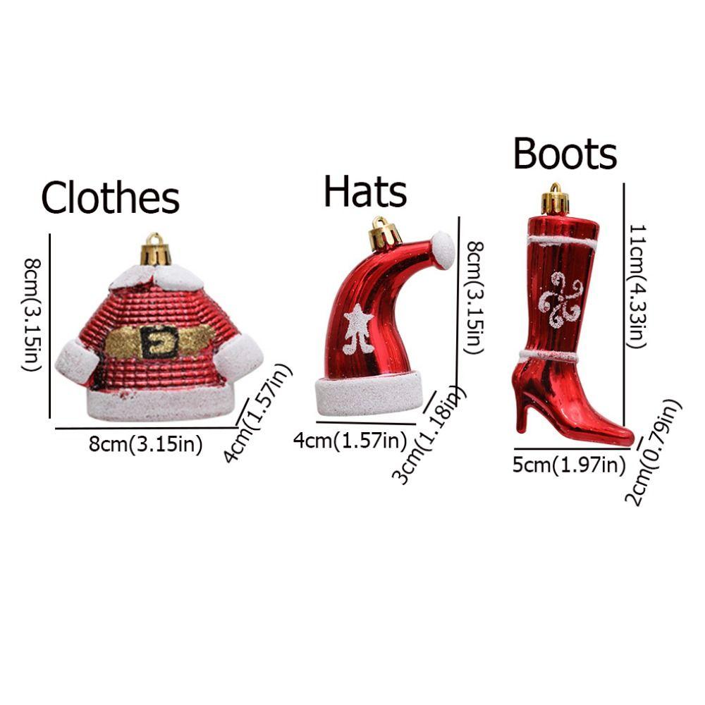 4pcs/set Plastic Christmas Tree Ornament Painted Christmas Gifts Boxes Pendant  New Year