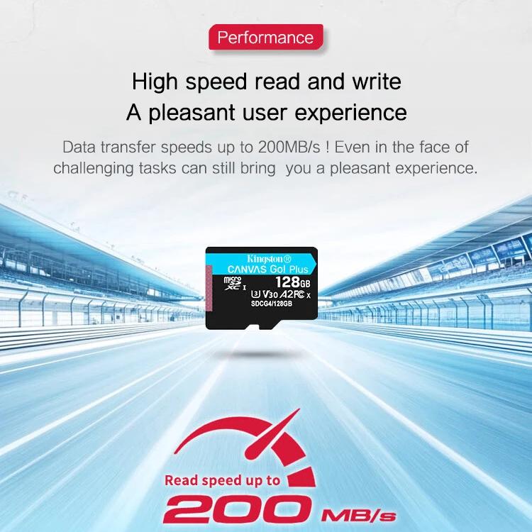Kingston 200Mb/s Micro Sd 256GB SDCG4 Micro SD Card 64GB 128GB 512GB TF Card Memory Card SDXC Canvas Go Plus Flash SD Card for Drones/Sports Camer