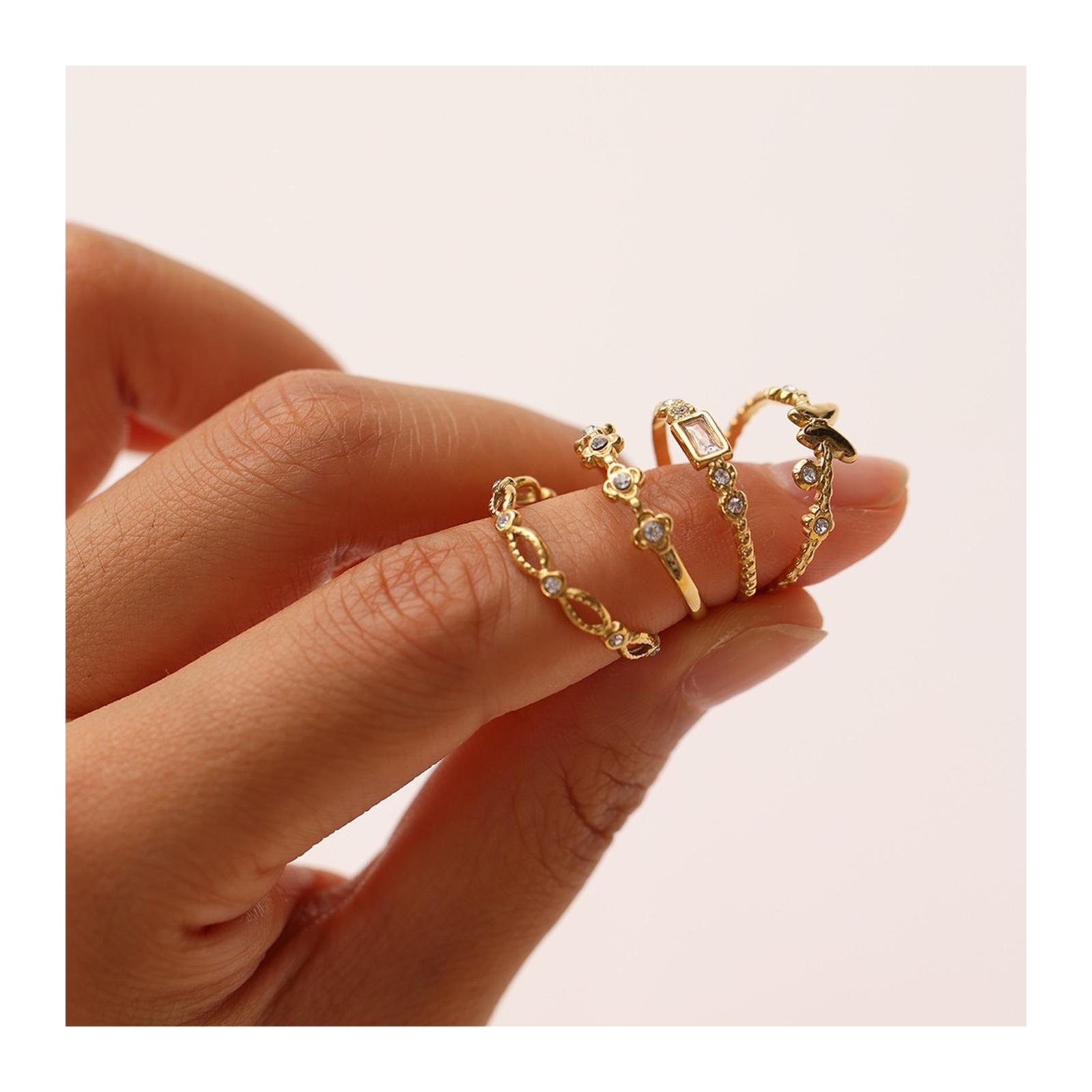 Butterfly Ring for Women Cubic Zirconia Stainless Steel Open Adjustable Dainty Statement Ring Jewelry Gift