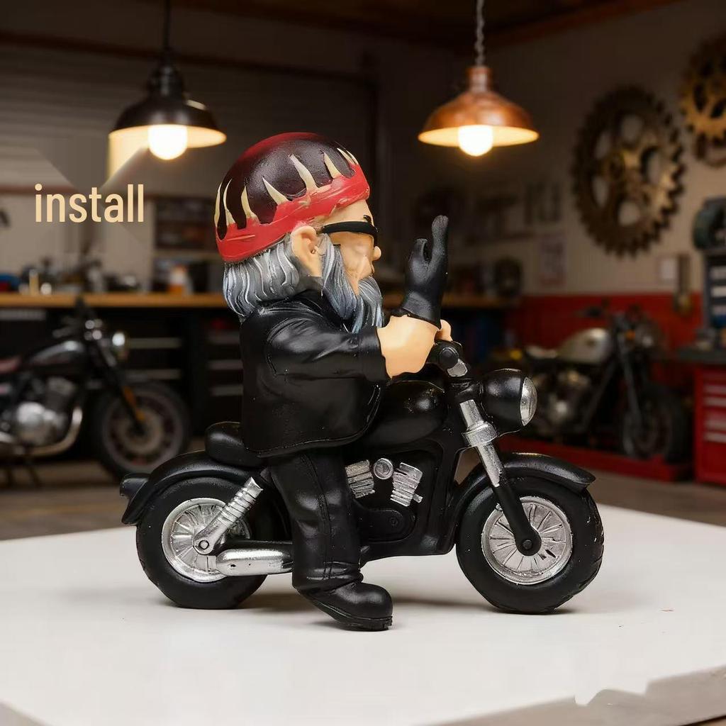 Mittelfinger Motorrad Zwerg Figur - Garten & Büro Dekoration