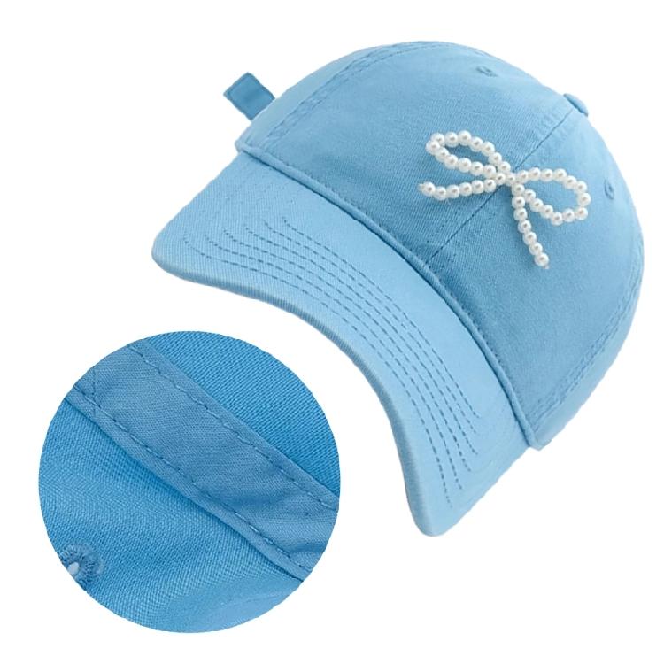 Breathable Baseball Hat for Girl Women Pearl Bow Adjustable Sports Hat