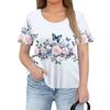 Women's Fashion Large Size Round Neck Short Sleeve Casual Print Loose Pullover Top