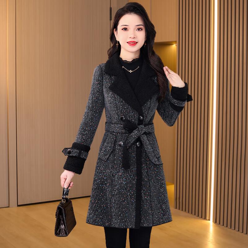 

Женское модное двустороннее шерстяное пальто с лацканами 3XL