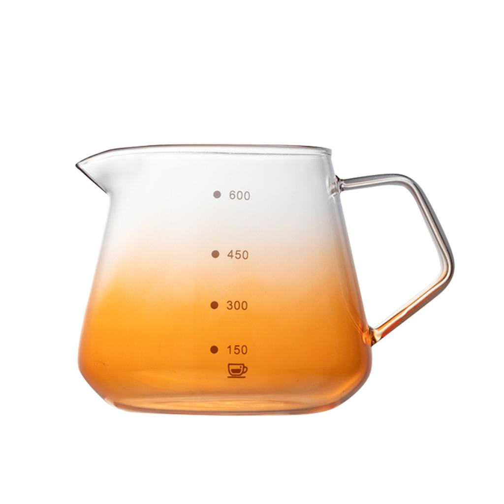 Glass Coffee Server 600ml Iced Tea Water Beverage Pour Over Dripper with Scale Household Office Bar Pot Kitchen Drinkware